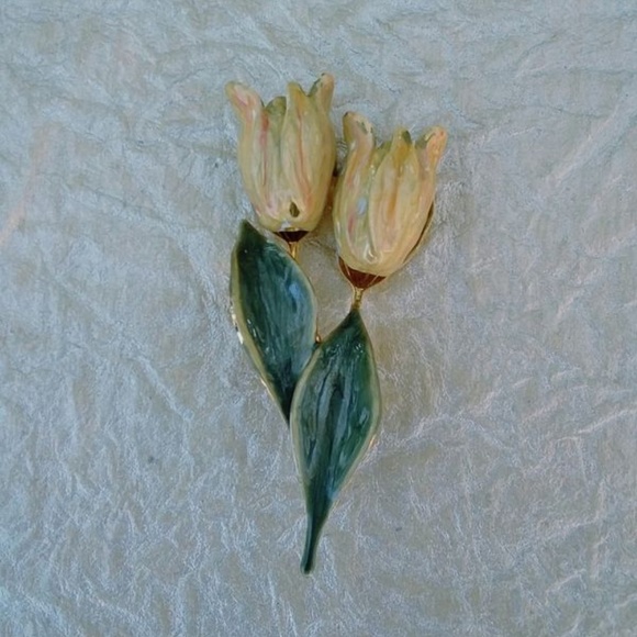 Vintage Jewelry - Vintage Tulips Flowers Brooch Pin